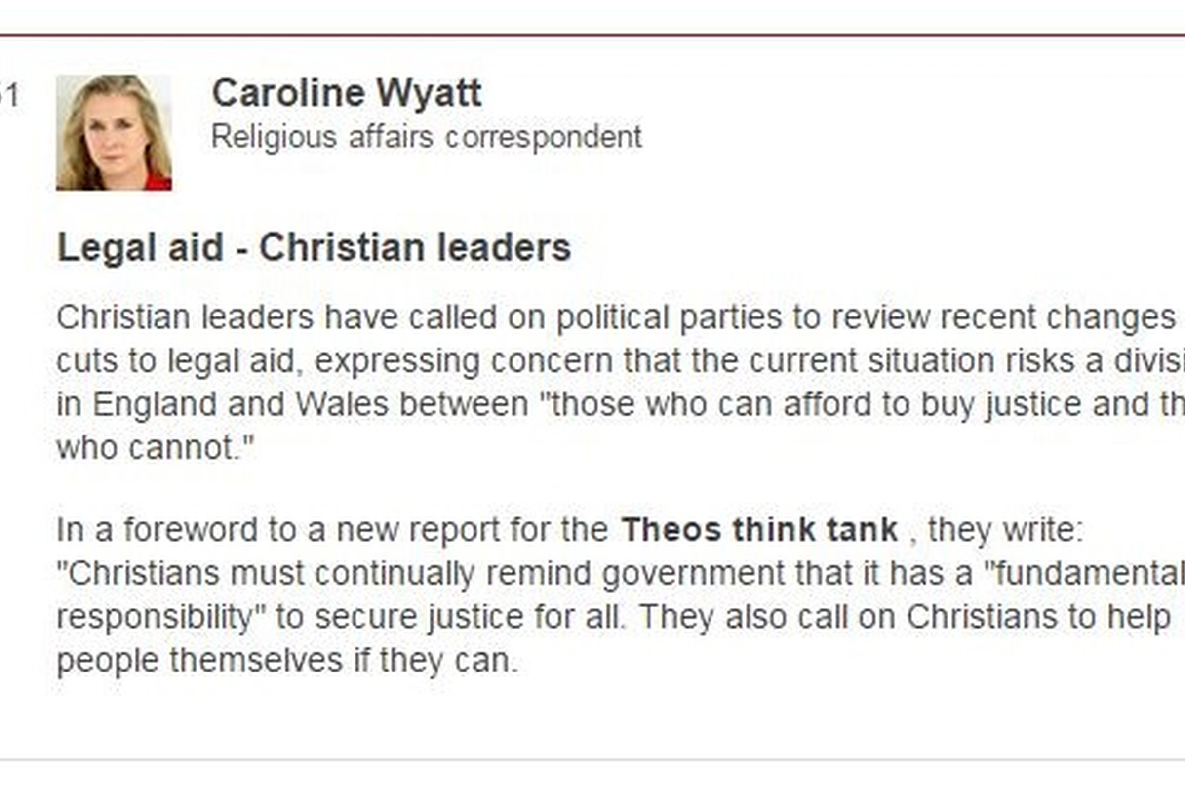 Christians call for review of the changes to legal aid